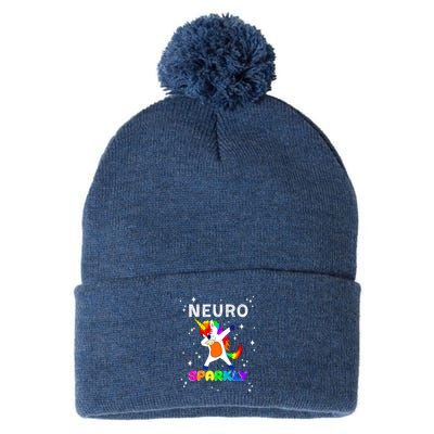 Neurodivergent Neurosparkly Neurodivergence Unicorn Pom Pom 12in Knit Beanie
