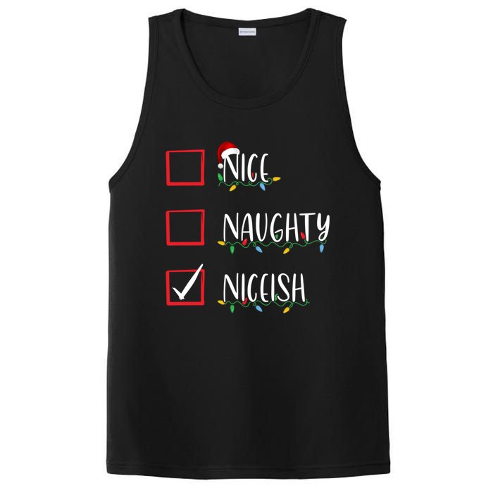 Nice Naughty Niceish Niceish Funny Christmas List PosiCharge Competitor Tank