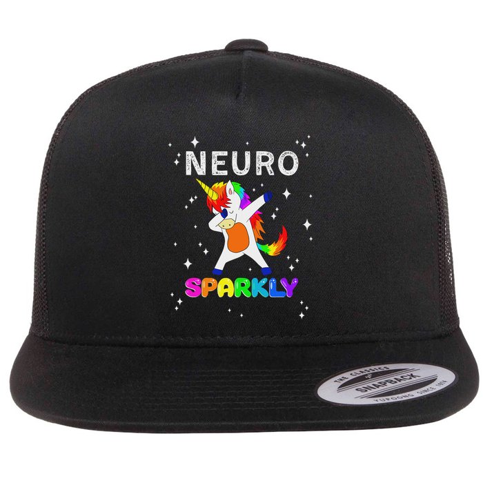 Neurodivergent Neurosparkly Neurodivergence Unicorn Adhd Asd Flatbill Hat