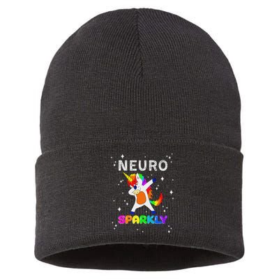Neurodivergent Neurosparkly Neurodivergence Unicorn Adhd Asd Sustainable Knit Beanie