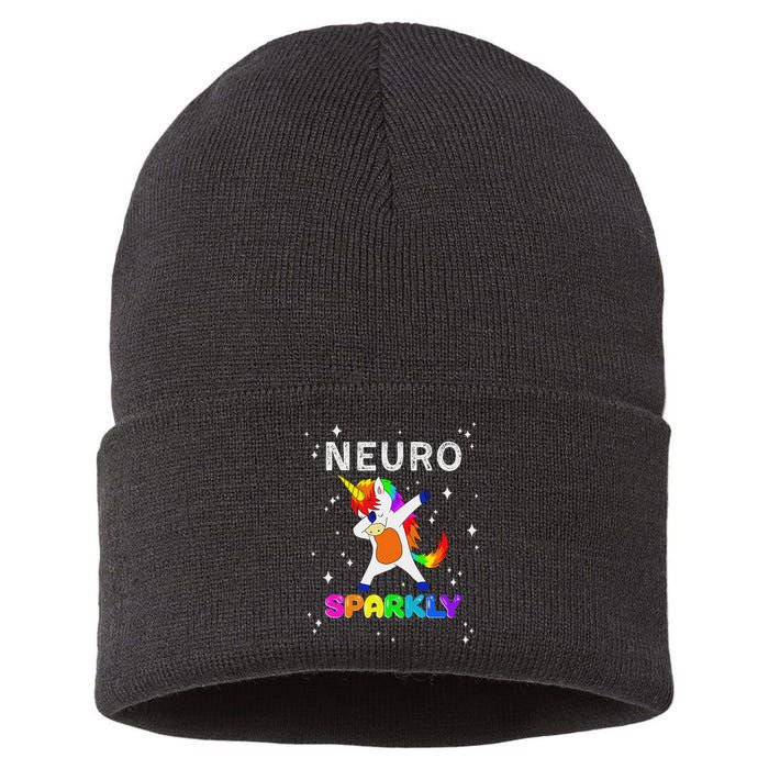 Neurodivergent Neurosparkly Neurodivergence Unicorn Adhd Asd Sustainable Knit Beanie