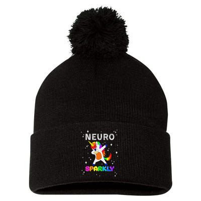 Neurodivergent Neurosparkly Neurodivergence Unicorn Adhd Asd Pom Pom 12in Knit Beanie