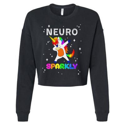 Neurodivergent Neurosparkly Neurodivergence Unicorn Adhd Asd Cropped Pullover Crew
