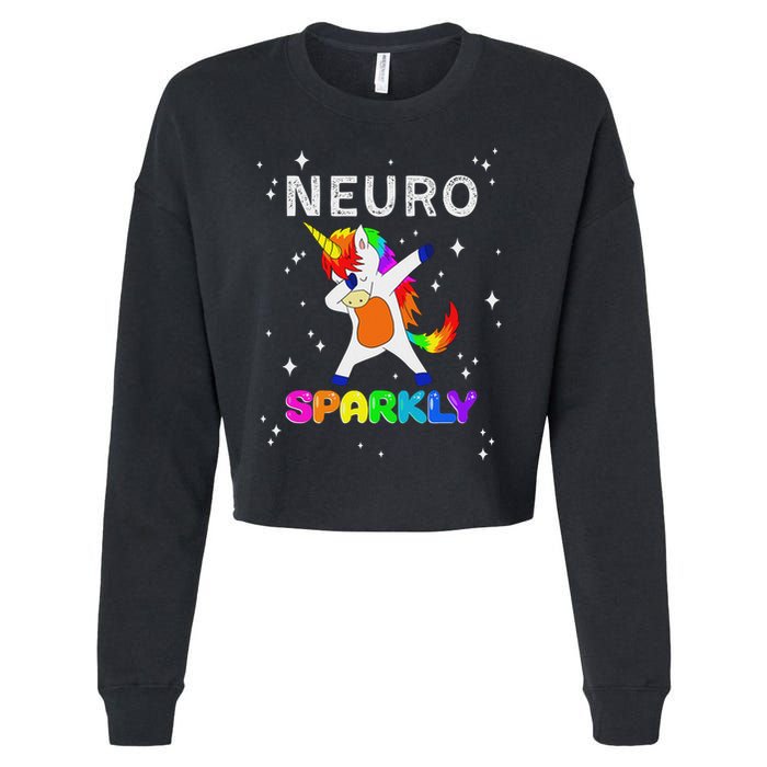 Neurodivergent Neurosparkly Neurodivergence Unicorn Adhd Asd Cropped Pullover Crew