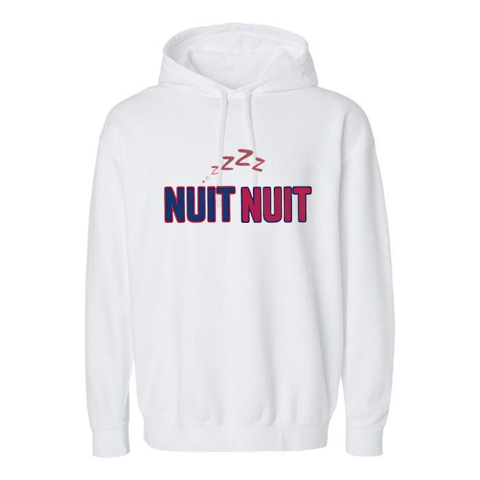 Nuit Nuit Night Night French Words Paris Tower Garment-Dyed Fleece Hoodie