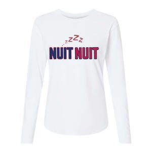 Nuit Nuit Night Night French Words Paris Tower Womens Cotton Relaxed Long Sleeve T-Shirt