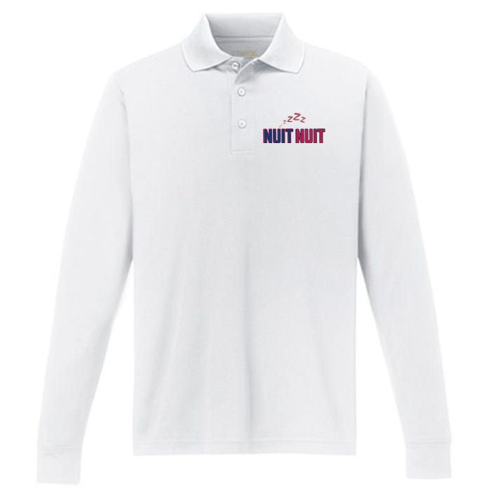 Nuit Nuit Night Night French Words Paris Tower Performance Long Sleeve Polo