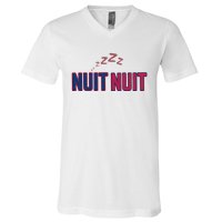 Nuit Nuit Night Night French Words Paris Tower V-Neck T-Shirt