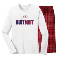 Nuit Nuit Night Night French Words Paris Tower Women's Long Sleeve Flannel Pajama Set 