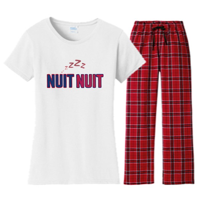 Nuit Nuit Night Night French Words Paris Tower Women's Flannel Pajama Set