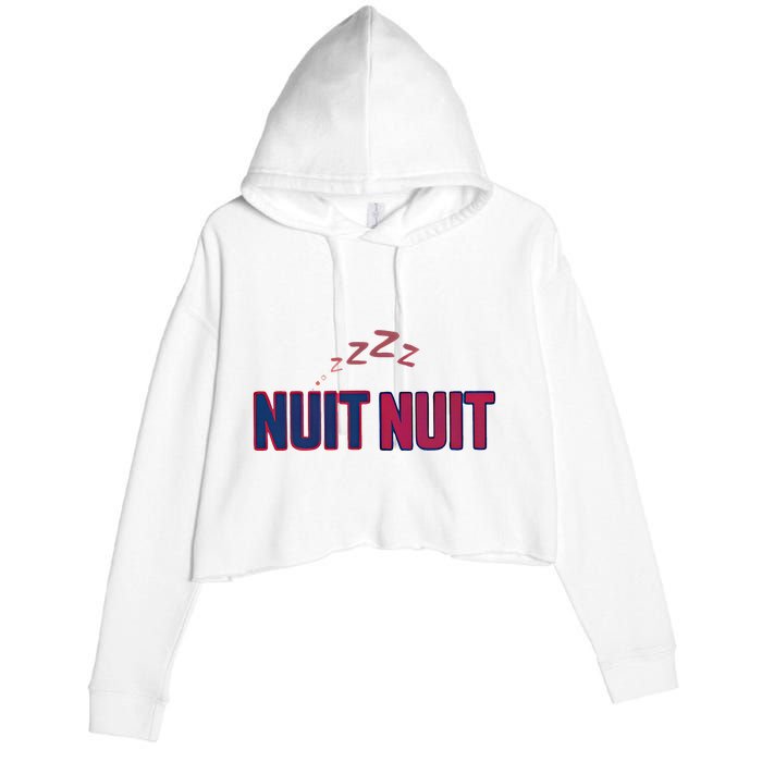 Nuit Nuit Night Night French Words Paris Tower Crop Fleece Hoodie