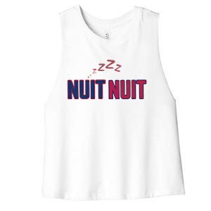 Nuit Nuit Night Night French Words Paris Tower Women's Racerback Cropped Tank