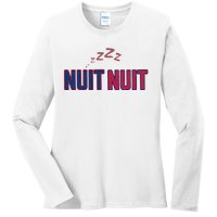 Nuit Nuit Night Night French Words Paris Tower Ladies Long Sleeve Shirt