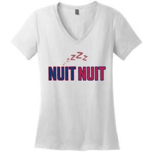 Nuit Nuit Night Night French Words Paris Tower Women's V-Neck T-Shirt