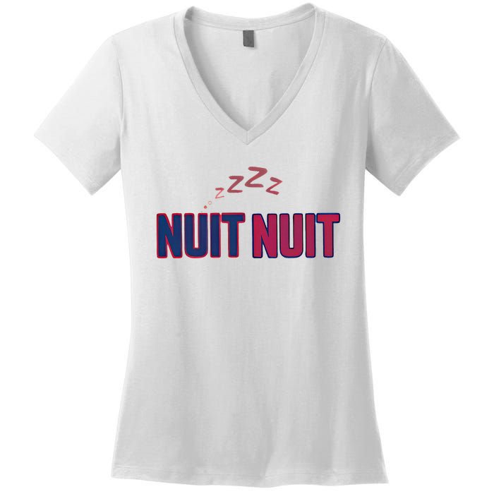 Nuit Nuit Night Night French Words Paris Tower Women's V-Neck T-Shirt