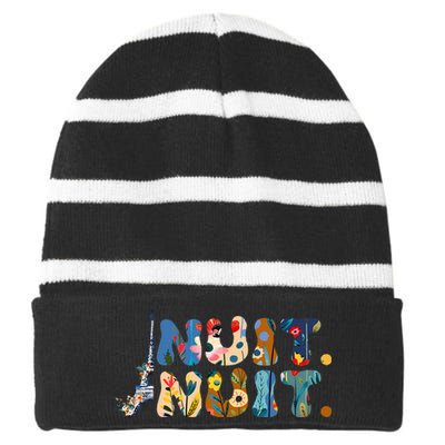 Nuit Nuit Night Night French Words Paris Tower Striped Beanie with Solid Band