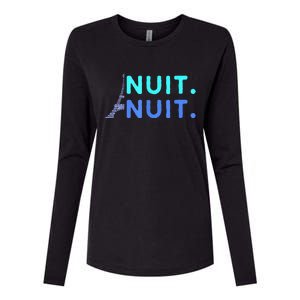 Nuit Nuit Night Night French Words Paris Tower Eiffel Womens Cotton Relaxed Long Sleeve T-Shirt