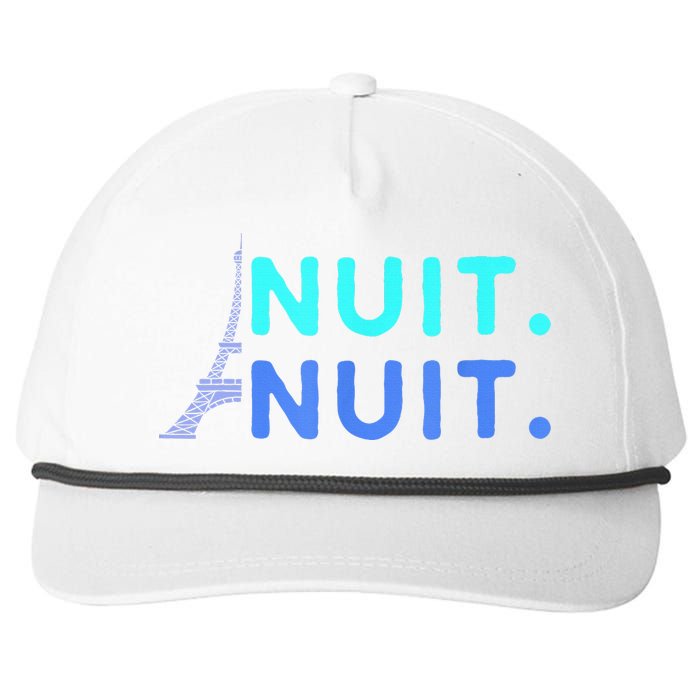 Nuit Nuit Night Night French Words Paris Tower Eiffel Snapback Five-Panel Rope Hat