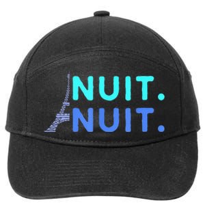 Nuit Nuit Night Night French Words Paris Tower Eiffel 7-Panel Snapback Hat