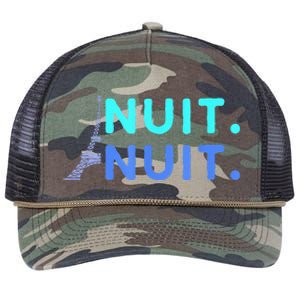 Nuit Nuit Night Night French Words Paris Tower Eiffel Retro Rope Trucker Hat Cap