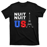 Nuit Nuit Night Night French Words Paris Tower Eiffel T-Shirt