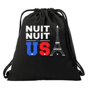 Nuit Nuit Night Night French Words Paris Tower Eiffel Drawstring Bag