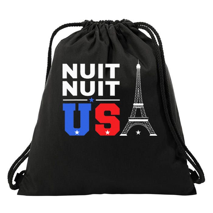 Nuit Nuit Night Night French Words Paris Tower Eiffel Drawstring Bag