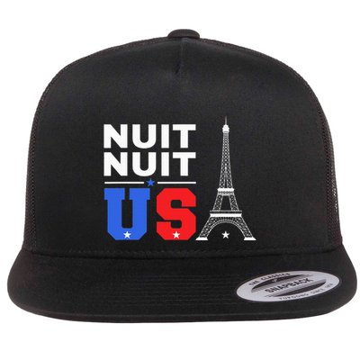 Nuit Nuit Night Night French Words Paris Tower Eiffel Flat Bill Trucker Hat