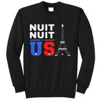 Nuit Nuit Night Night French Words Paris Tower Eiffel Tall Sweatshirt