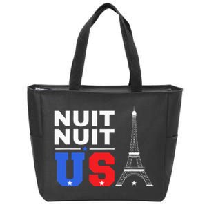 Nuit Nuit Night Night French Words Paris Tower Eiffel Zip Tote Bag