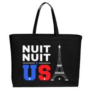 Nuit Nuit Night Night French Words Paris Tower Eiffel Cotton Canvas Jumbo Tote