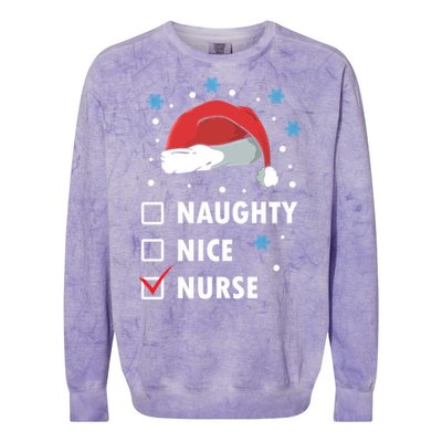 Naughty Nice Nurse Christmas Funny Nurses Xmas Gift Great Gift Colorblast Crewneck Sweatshirt