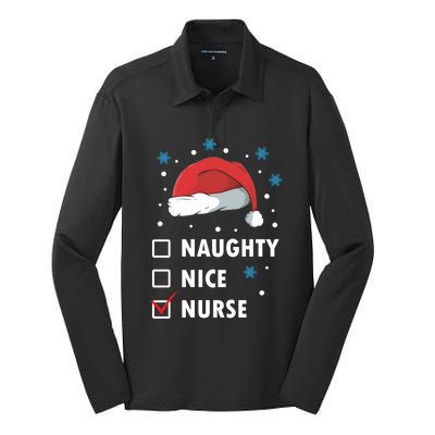 Naughty Nice Nurse Christmas Funny Nurses Xmas Gift Great Gift Silk Touch Performance Long Sleeve Polo