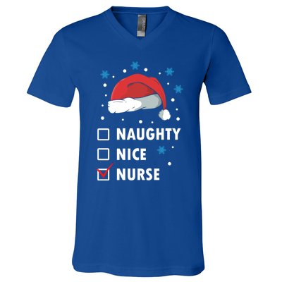 Naughty Nice Nurse Christmas Funny Nurses Xmas Gift Great Gift V-Neck T-Shirt