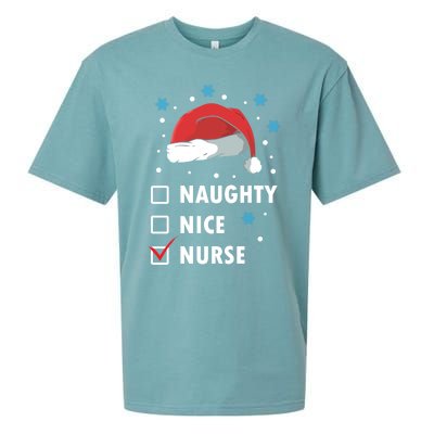 Naughty Nice Nurse Christmas Funny Nurses Xmas Gift Great Gift Sueded Cloud Jersey T-Shirt