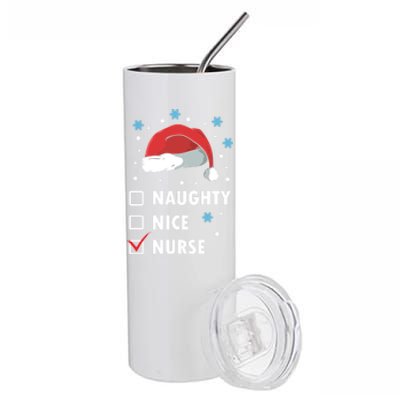 Naughty Nice Nurse Christmas Funny Nurses Xmas Gift Great Gift Stainless Steel Tumbler