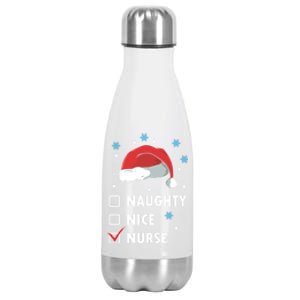 Naughty Nice Nurse Christmas Funny Nurses Xmas Gift Great Gift Stainless Steel Insulated Water Bottle