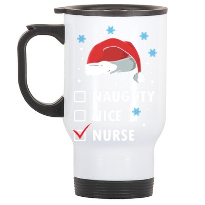 Naughty Nice Nurse Christmas Funny Nurses Xmas Gift Great Gift Stainless Steel Travel Mug