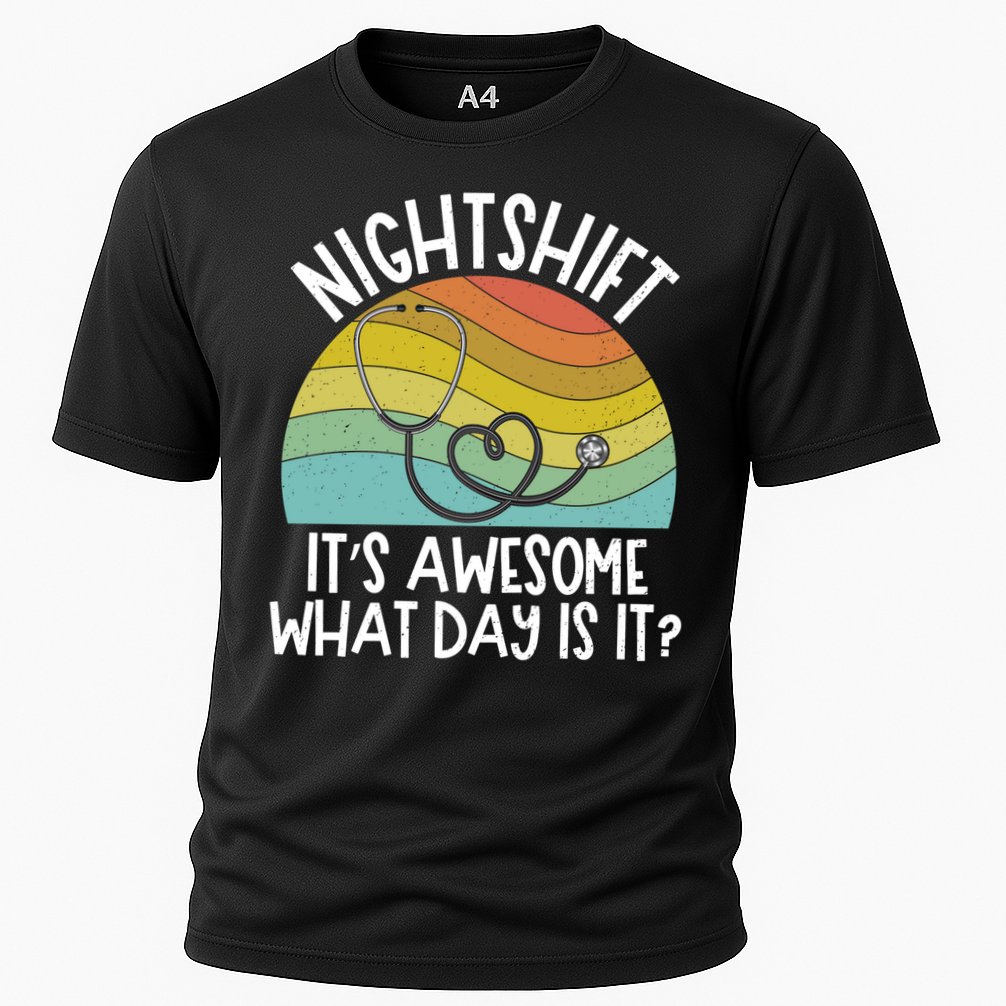 Nightshift Nurse Night Shift Nursing Rn Lpn Cna Prn Lnd Care Gift Cooling Performance Crew T-Shirt