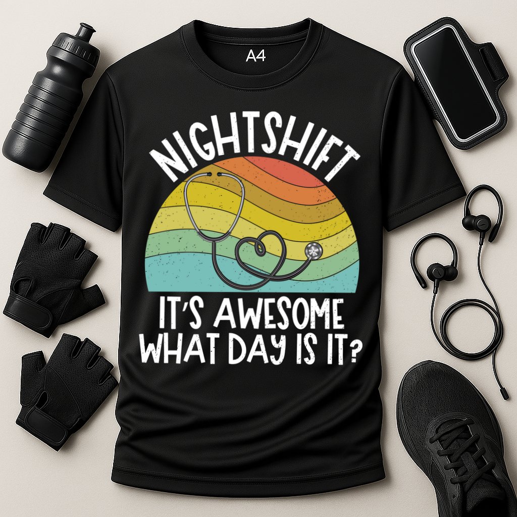 Nightshift Nurse Night Shift Nursing Rn Lpn Cna Prn Lnd Care Gift Cooling Performance Crew T-Shirt