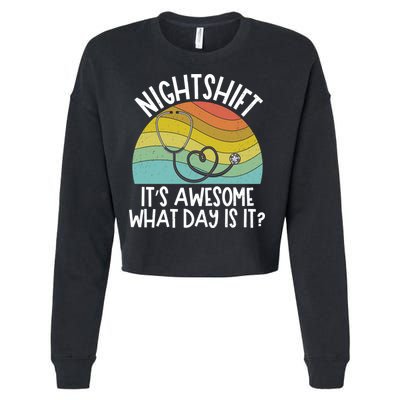 Nightshift Nurse Night Shift Nursing Rn Lpn Cna Prn Lnd Care Gift Cropped Pullover Crew
