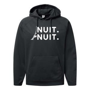 Nuit Nuit Night Night French Words Paris Tower Eiffel Performance Fleece Hoodie