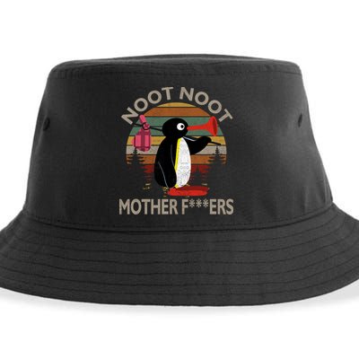 Noot Noot Noot Noot Motherf***ers Penguin Funny Vintage Sustainable Bucket Hat