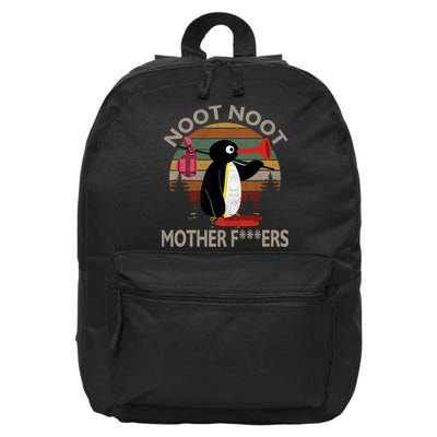 Noot Noot Noot Noot Motherf***ers Penguin Funny Vintage 16 in Basic Backpack