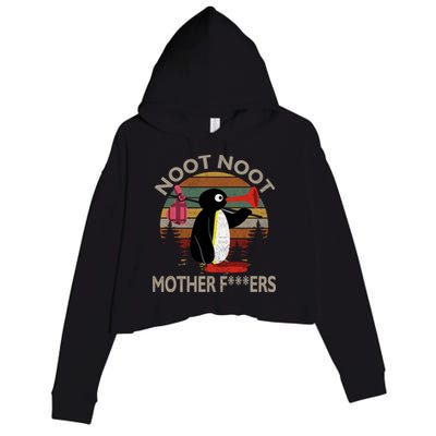 Noot Noot Noot Noot Motherf***ers Penguin Funny Vintage Crop Fleece Hoodie