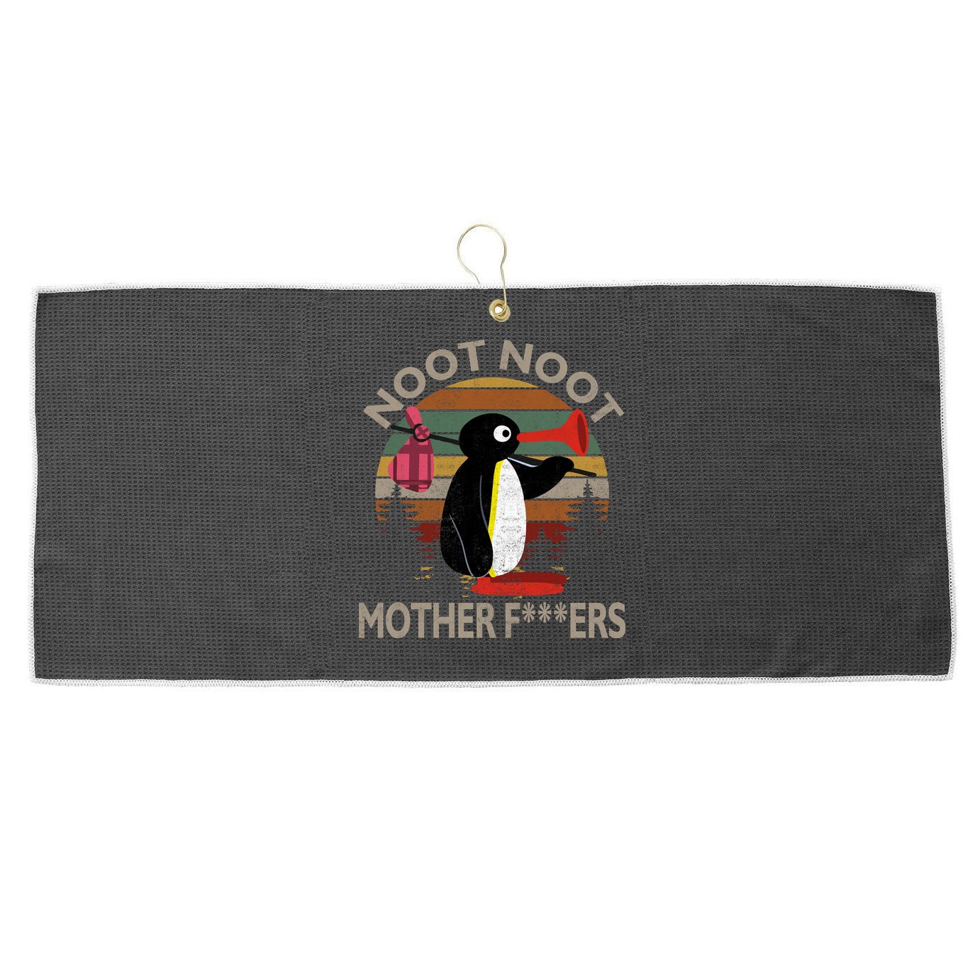 Noot Noot Noot Noot Motherf***ers Penguin Funny Vintage Large Microfiber Waffle Golf Towel