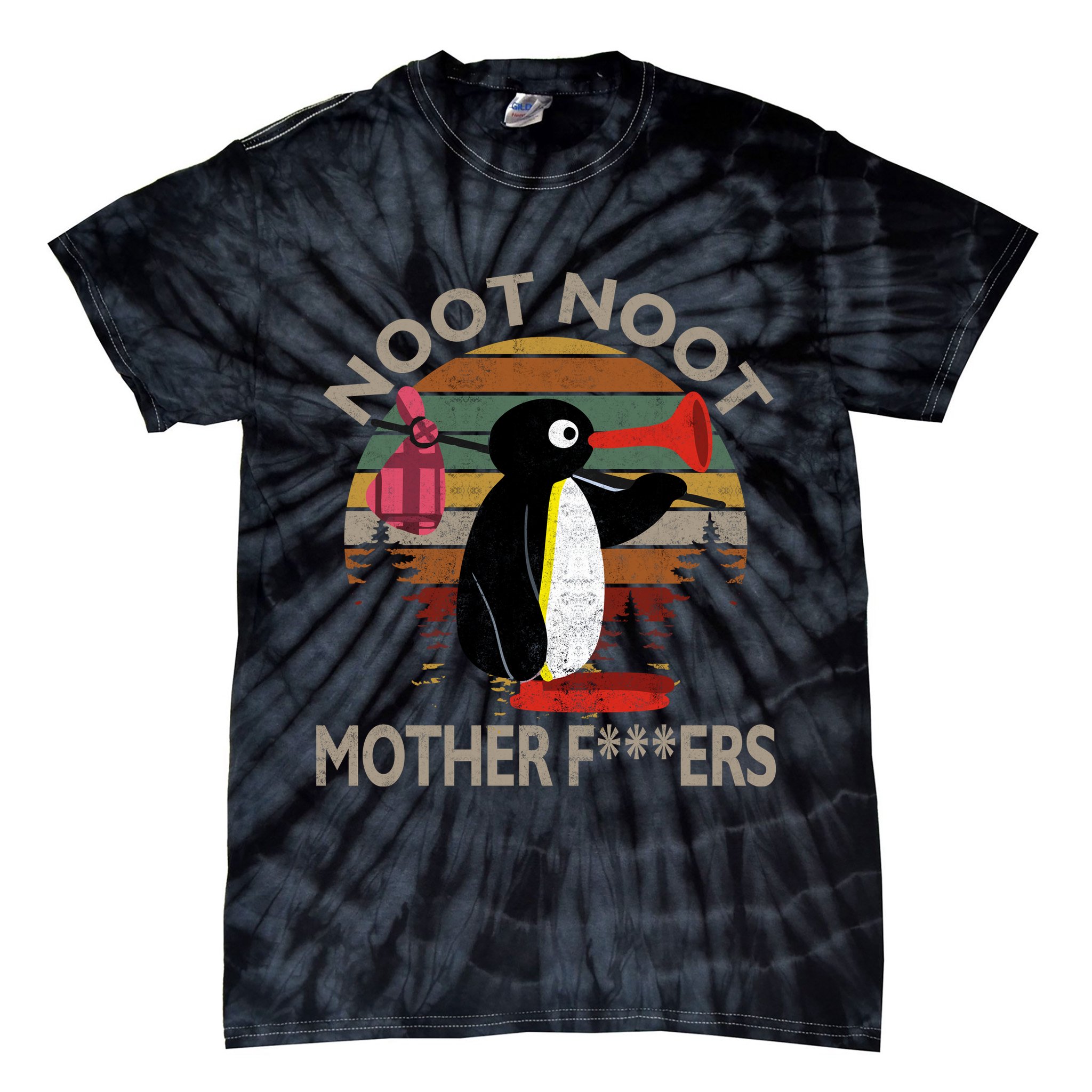 Noot Noot Noot Noot Motherf***ers Penguin Funny Vintage Tie-Dye T-Shirt