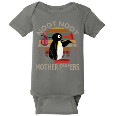 Noot Noot Noot Noot Motherf***ers Penguin Funny Vintage Baby Bodysuit