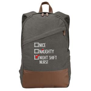 Nice Naughty Night Shift Nurse Gift Xmas List Nursing Great Gift Cotton Canvas Backpack