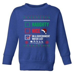 Nice Naughty On A Governt Watch List Christmas Red Plaid Gift Toddler Sweatshirt